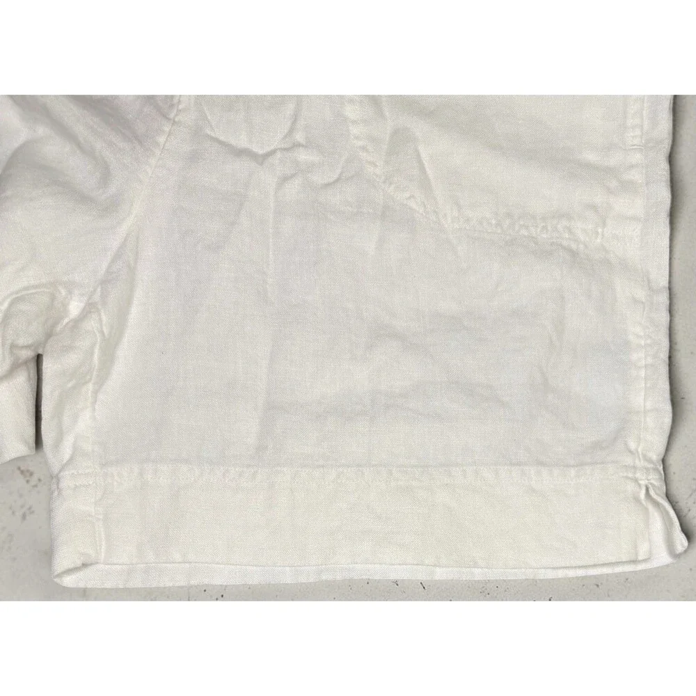 J Jill Shorts Womens Small Petite White Linen Elastic Waist Pockets Casual